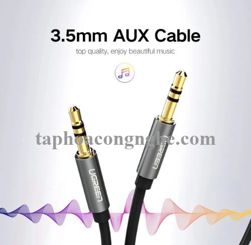 Ugreen 10730 3M màu Đen Cáp âm thanh 2 đầu 3.5mm dương dây dẹt AV119 30010730